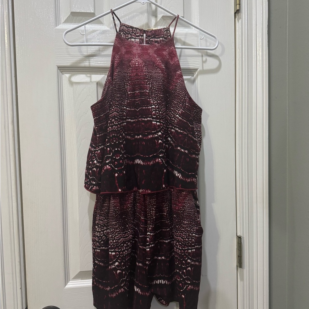 Tyche Burgundy Crocodile Pattern Romper